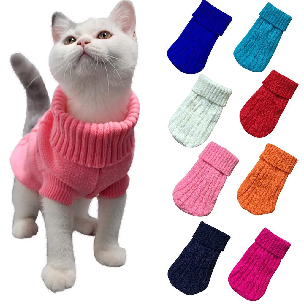 GeckoCustom Pet Dog Cat Clothing Winter Autumn Warm Cat Knitted Sweater Jumper Puppy Pug Coat Clothes Pullover Knitted Shirt Kitten Clothes