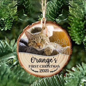 GeckoCustom Pet's First Christmas 2021 Dog Cat Wood Slice Ornament HN590