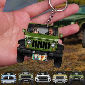 GeckoCustom Pickup Truck Dog Cat Acrylic Keychain N304 HN590