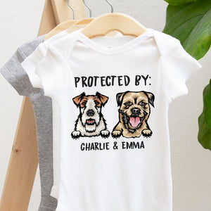 GeckoCustom Protected By These Dog Clipart Baby Shirt Personalized Gift K228 889665