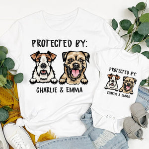 GeckoCustom Protected By These Dog Clipart Baby Shirt Personalized Gift K228 889665