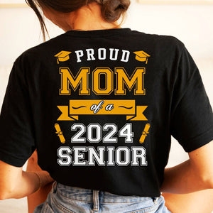 GeckoCustom Proud Dad Of A Graduate Personalized Custom Backside Graduation Senior Shirt C615 Women Tee / Black Color / S