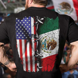 GeckoCustom Proud Mexican And American Flag Back Shirt HA75 891274