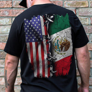 GeckoCustom Proud Mexican And American Flag Back Shirt HA75 891274