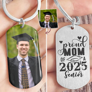 GeckoCustom Proud Mom Of A 2024 Senior Graduation Metal Keychain HN590