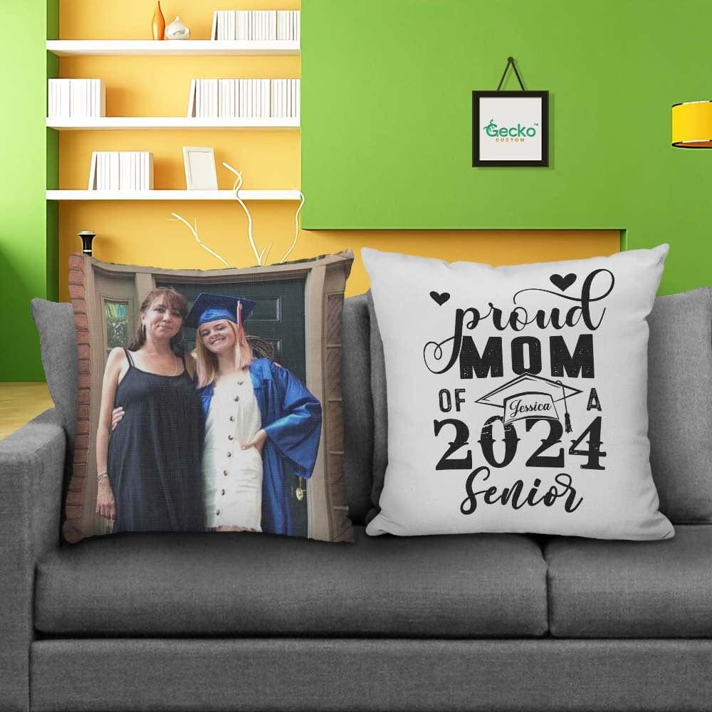 GeckoCustom Proud Mom Of Senior Graduation Throw Pillow HN590