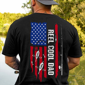 GeckoCustom Reel Cool Dad America Flag Back Fishing Shirt N304 888272