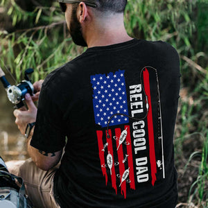 GeckoCustom Reel Cool Dad America Flag Back Fishing Shirt N304 888272