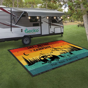 GeckoCustom Retro Sunset Welcome To Our Campsite Camping Patio Mat T286 888591