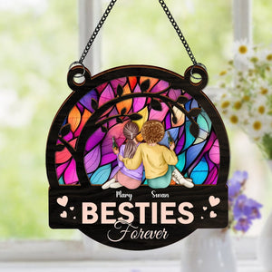 GeckoCustom Sisters Forever Christmas Gift For Besties, Sisters Window Hanging Suncatcher Ornament Personalized Gift HO82 893016