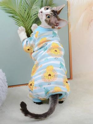 GeckoCustom Sphynx Cat Clothes Cute Cotton Kitten Cat Jumpsuit Warm Cats Overalls Hoodies Costumes For Sphinx Devon Cat ropa para gato