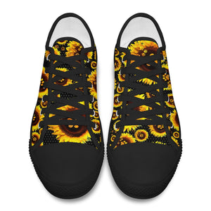 GeckoCustom Sunflower With Dog Paw Black Sole Canvas Shoes Personalized Gift T368 889550