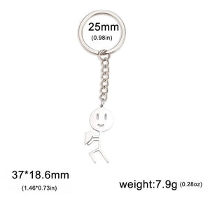 GeckoCustom Teamer Funny Fuxk You Middle Finger Stickman Keychain 2023 Cute Trend School Bag Car Key Pendant Couple New Trinket Gift Keyring Heart-S