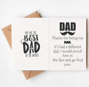 GeckoCustom Thanks for Being My DAD Card - Fathers Day Card from Son, Daughter, Kids, Birthday Card - Size 5X7 Inch Folded Card Include Envelope, Sticker - Blank inside - Funny, Unique & Romantic Card