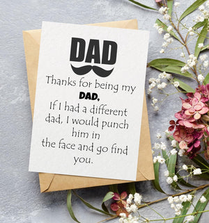 GeckoCustom Thanks for Being My DAD Card - Fathers Day Card from Son, Daughter, Kids, Birthday Card - Size 5X7 Inch Folded Card Include Envelope, Sticker - Blank inside - Funny, Unique & Romantic Card