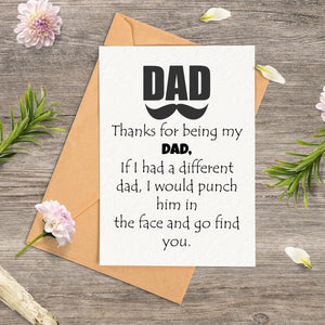 GeckoCustom Thanks for Being My DAD Card - Fathers Day Card from Son, Daughter, Kids, Birthday Card - Size 5X7 Inch Folded Card Include Envelope, Sticker - Blank inside - Funny, Unique & Romantic Card