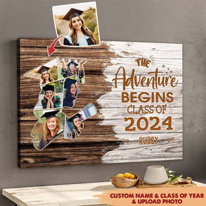 GeckoCustom The Adventure Begins Canvas Upload Photo, Graduation Gift HN590