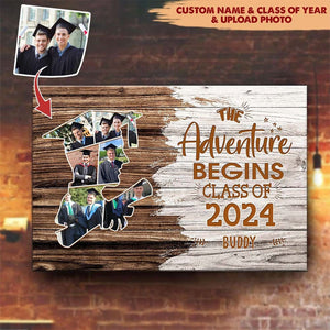 GeckoCustom The Adventure Begins Canvas Upload Photo, Graduation Gift HN590