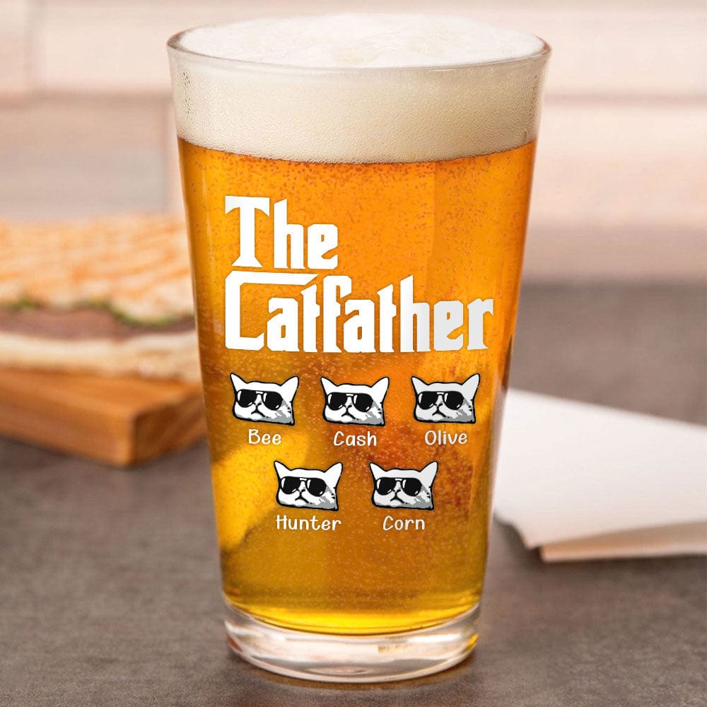 GeckoCustom The CatFather For Cat Lovers Print Beer Glass Personalized Gift HO82 890574 16oz