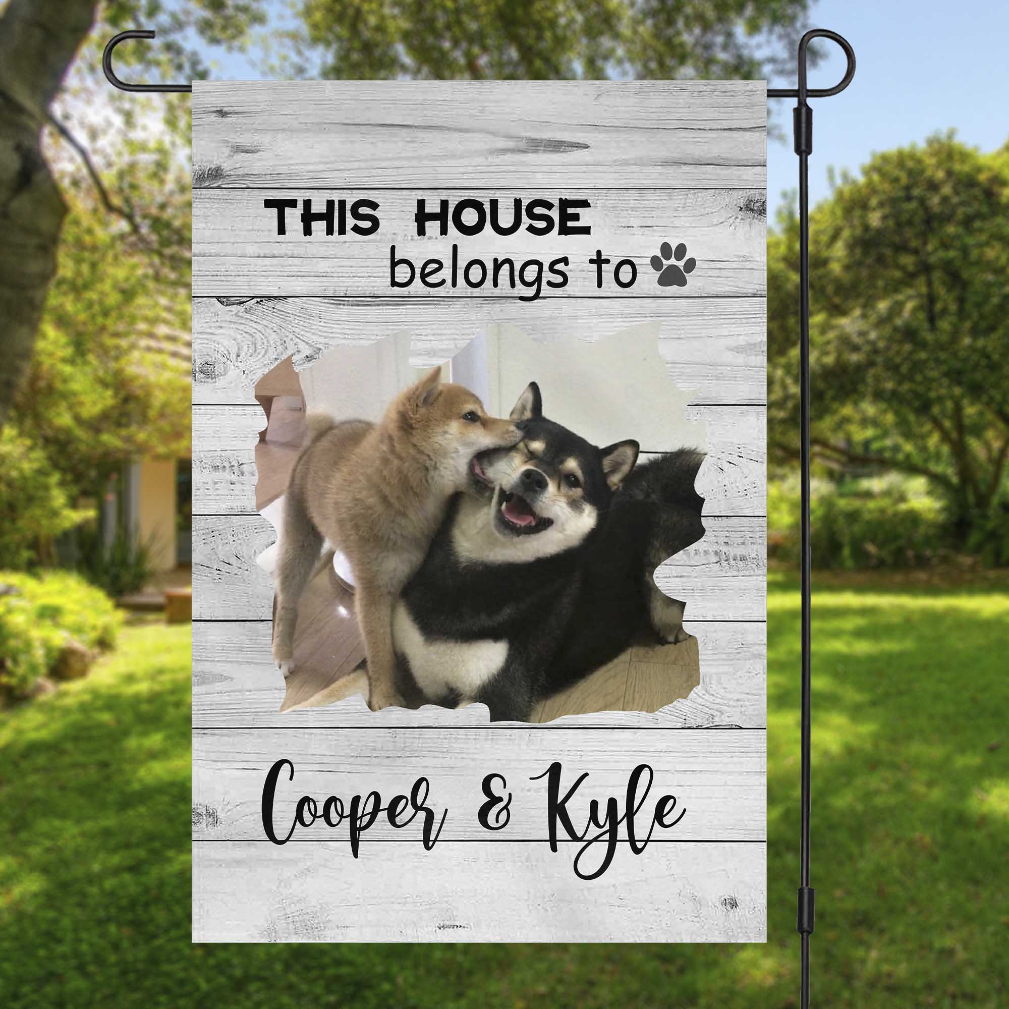 GeckoCustom This House BeLongs To Custom Dog Pet LoverGarden Flag H181 12"x18"