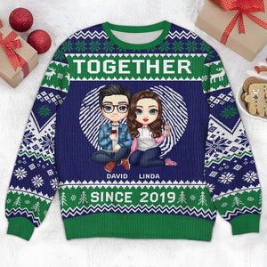 GeckoCustom Together Couple All-Over-Print Ugly Sweater Personalized Gift HO82 893074