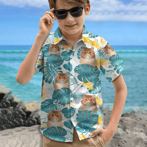 GeckoCustom Upload Cat Photo Boy's Hawaiian Shirt, N304 888401