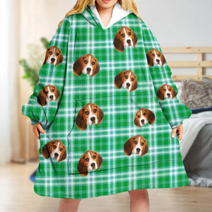 GeckoCustom Upload Dog Photo With Pattern Hoodie Blanket N304 889354