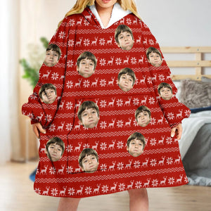 GeckoCustom Upload Face Photo With Pattern Hoodie Blanket N304 889358