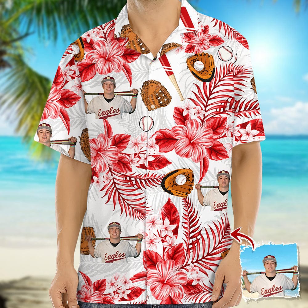 GeckoCustom Upload Photo Baseball Hawaiian Shirt, N304 888426