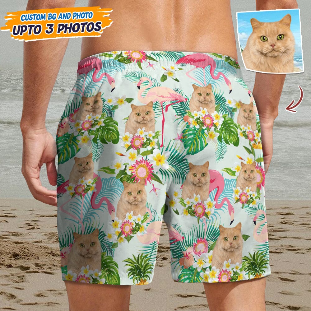 GeckoCustom Upload Photo Cat With Pattern Cool For Beach Short N369 888850 120728