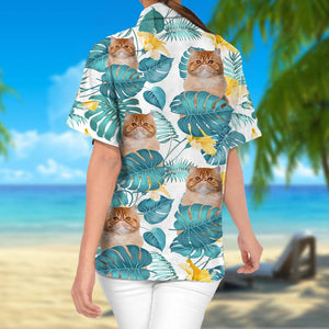 GeckoCustom Upload Photo Cat Woman's Hawaiian Shirt, N304 888325