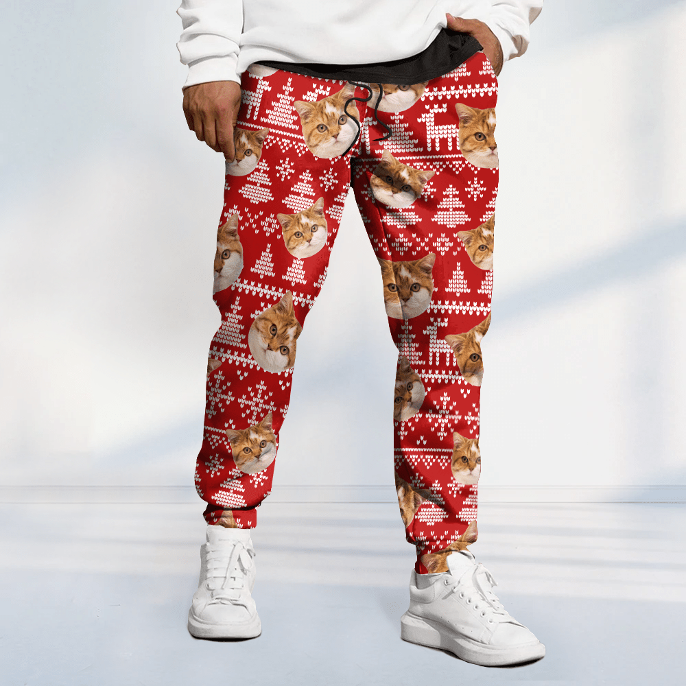 GeckoCustom Upload Photo Christmas Matching For Cat Lovers Sweatpants N304 889864