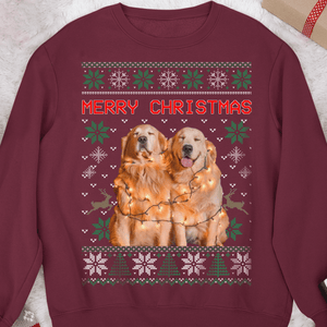 GeckoCustom Upload Photo Christmas Ugly Dog Cat Sweatshirt Hoodie 889819 Sweatshirt / S Black / S