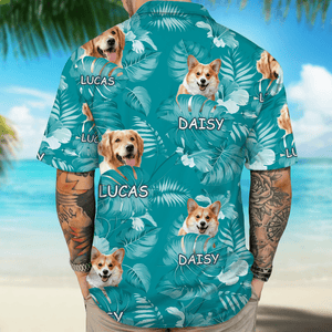 GeckoCustom Upload Photo Custom Name Dog Men's Hawaiian Shirt DM01 891085