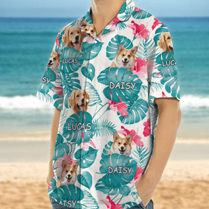 GeckoCustom Upload Photo Custom Name Dog Men's Hawaiian Shirt DM01 891085