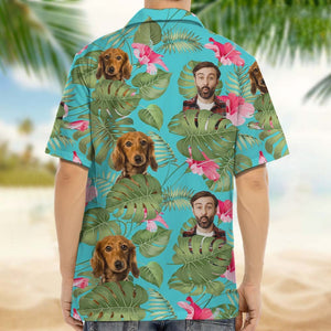 GeckoCustom Upload Photo Dog And Face Hawaiian Shirt, TA29 888379