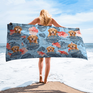 GeckoCustom Upload Photo Dog  Beach Towel K228 888429 30"x60"