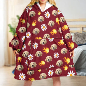 GeckoCustom Upload Photo Dog Cat With Accessories Pattern Hoodie Blanket T368 HN590 4XL / 1