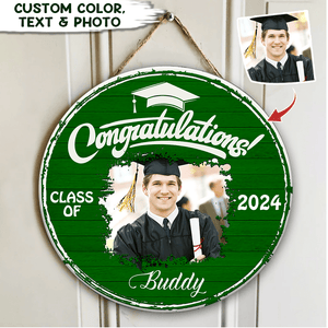 GeckoCustom Upload Photo Graduation Wooden Door Sign HN590