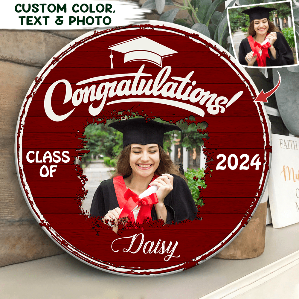 GeckoCustom Upload Photo Graduation Wooden Door Sign HN590