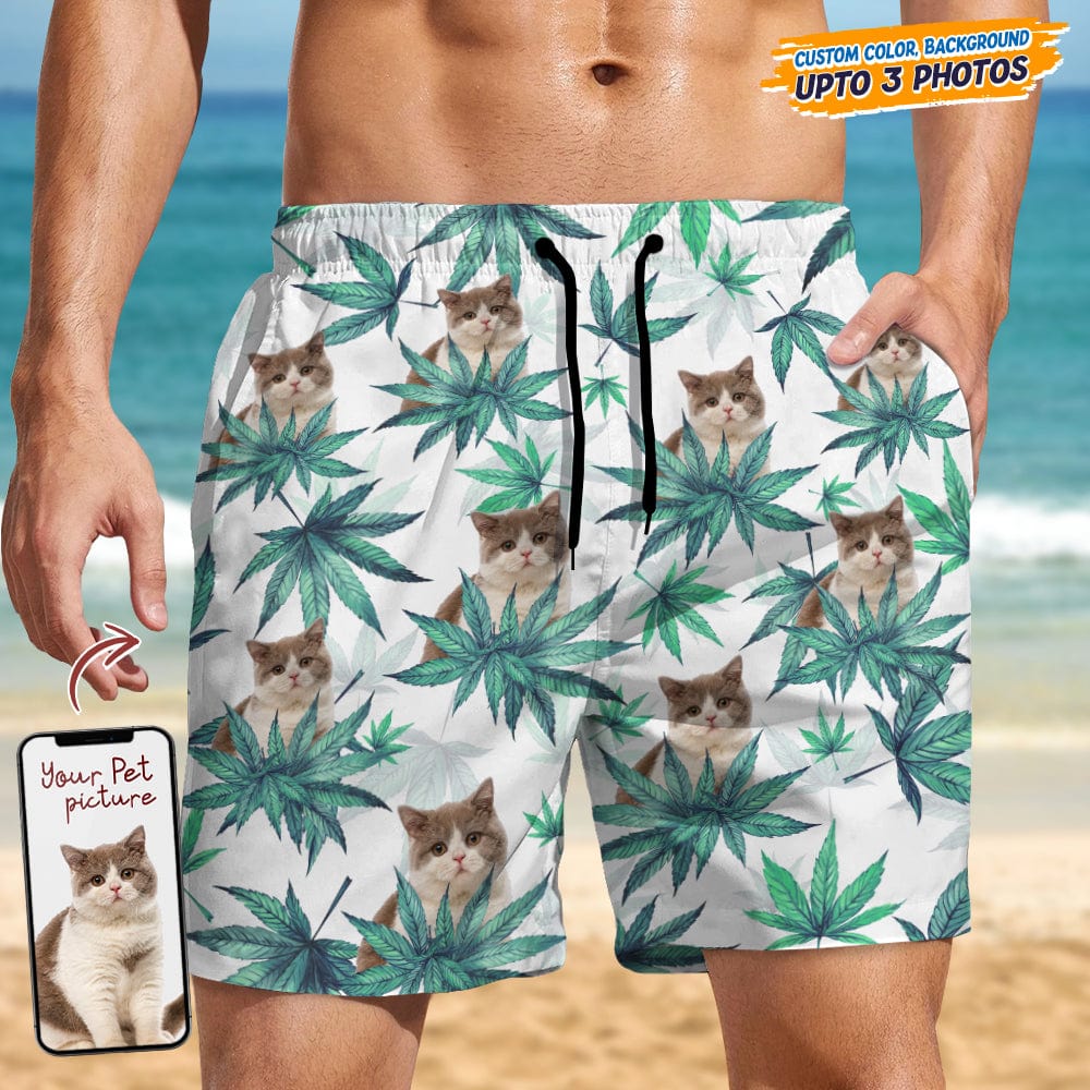 GeckoCustom Upload Photo I Like Cats And Weed Beach Short N304 889298