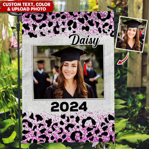 GeckoCustom Upload Photo Leopard Graduation Garden Flag HN590