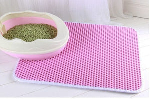 GeckoCustom Waterproof Pet Cat Litter Mat Double Layer Pet Litter Box Mat Non-slip Sand Cat Pad Washable Bed Mat Clean Pad Products Pink / 30X30CM