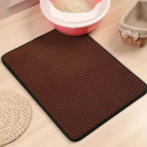 GeckoCustom Waterproof Pet Cat Litter Mat Double Layer Pet Litter Box Mat Non-slip Sand Cat Pad Washable Bed Mat Clean Pad Products Coffee / 30X30CM