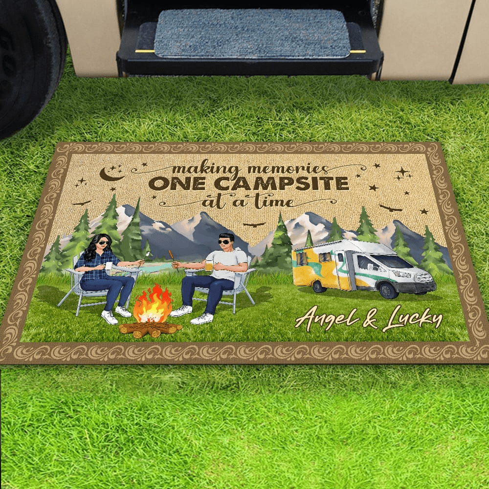 GeckoCustom Welcome To Our Campsite Camping Doormat, Custom Clipart K228 HN590