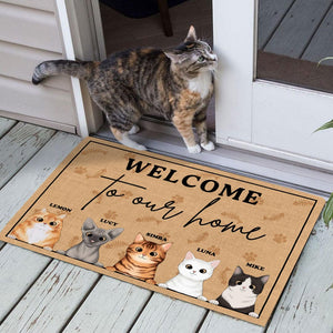 GeckoCustom Welcome To Our Home Doormat For Cat Lover Personalized Gift T368 889673