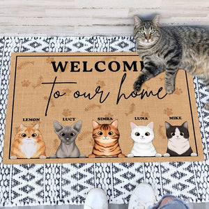 GeckoCustom Welcome To Our Home Doormat For Cat Lover Personalized Gift T368 889673