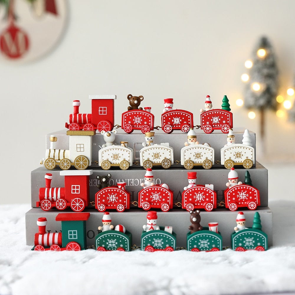 GeckoCustom Wooden Train Christmas Ornament Merry Christmas Decoration For Home Table 2023 Xmas Gifts Noel Natal Navidad Happy New Year 2022