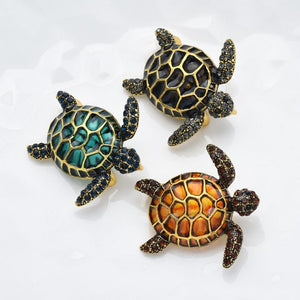 GeckoCustom Wuli&baby Enamel Turtle Brooches For Women Men Lovely 3-color Animal Party Casual Brooch Pin Gifts