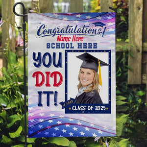 GeckoCustom You Did It Graduation Garden Flag 12"x18"